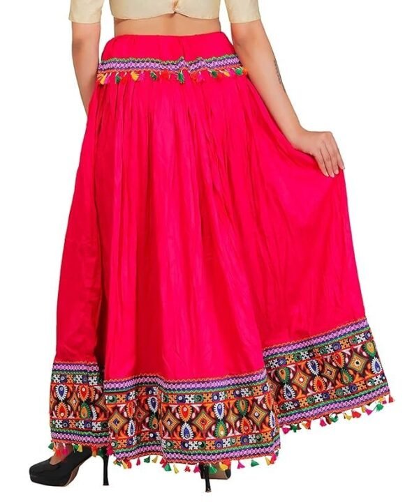 DIAMO Kutchi Embroidered Border Ethnic Gujarati Style Cotton Rayon Long Skirt/Chaniya - Image 2