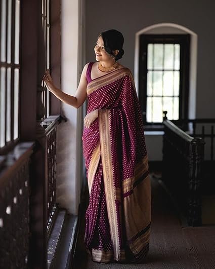 D V ENTERPRISE Women's Pure Original Kanjivaram Zari weaving silk Royal Rajwadi Kalamkari kanchipuram Saree With Blouse piece for Wedding - Image 3
