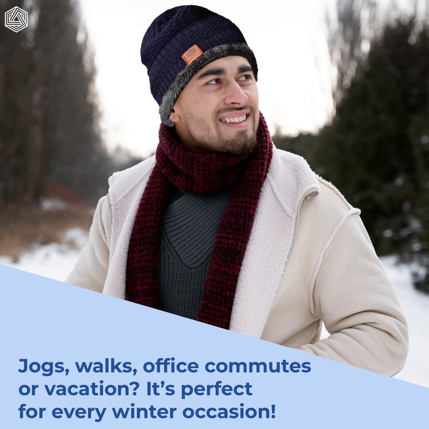 Boldfit Winter Cap for Men–Woolen Beanie, Neck Warmer, Muffler, and Thermal Gloves for Men & Women – Cold Weather Outdoor Wear - Image 2