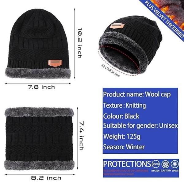 Warm Knit Hats, Skull Cap with Neck Warmer Winter Wear Beanie Hats Scarf Set for Women - Image 4