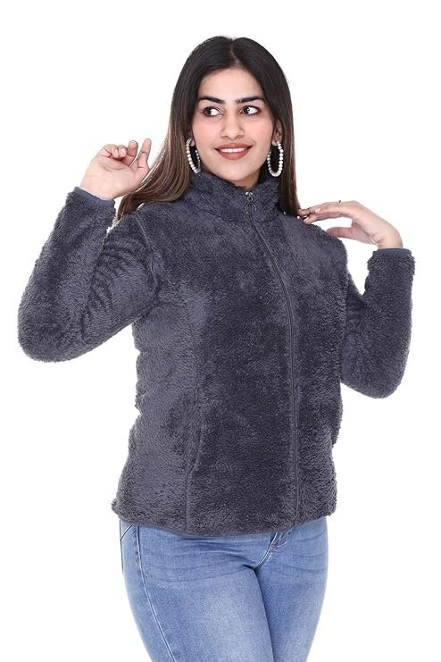 Women's plush women's fur hooded neck sweatshirt - Image 4
