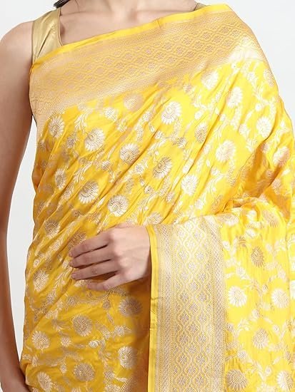 THE WEAVERS SHOP BY RAAVI Brocade Pure Banarasi Silk Saree Original Katan Silk Handloom Saree Banarasi Saree for Women Pure Silk Sarees for Women Saree Banarasi Silk with Blouse - Image 5