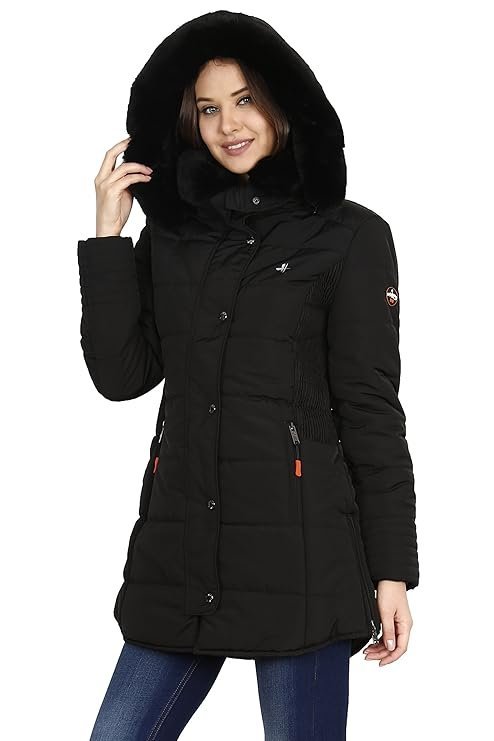 HIVER Women's Nylon Jacket Water Proof Full-Sleeved Winter Jacket with Hood for Minus Degree - Image 6