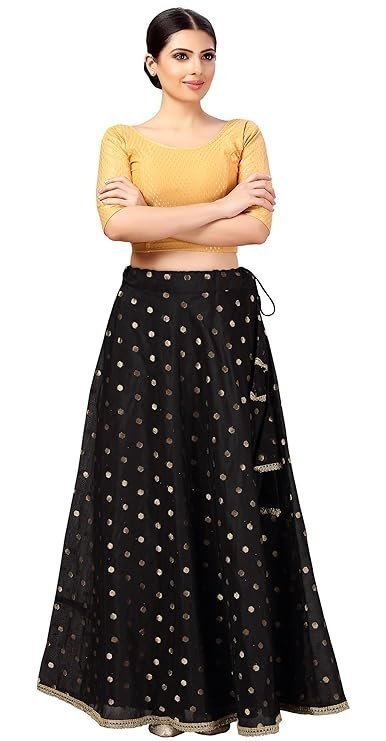 Studio Shringaar Women's Polyester Readymade Chanderi Silk Long Skirt Lahenga - Image 3