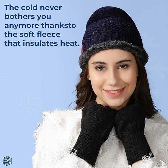 Boldfit Winter Cap for Men–Woolen Beanie, Neck Warmer, Muffler, and Thermal Gloves for Men & Women – Cold Weather Outdoor Wear - Image 3