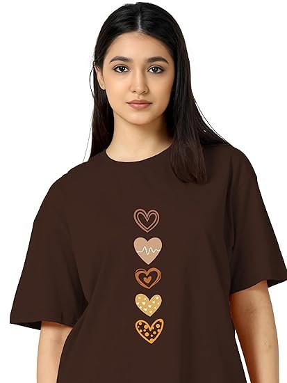 TQH Women's Casual Printed Round Neck, Oversized Longline Drop Shoulder Boho Style T-Shirt - Image 5