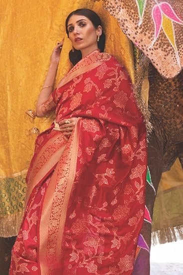 SWORNOF Womens Kanjivaram Silk Saree with Zari Woven Saree With Blouse Piece - Image 3