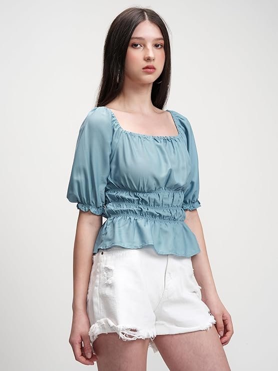 Tokyo Talkies Women's Solid Regular Fit Shirt - Image 5