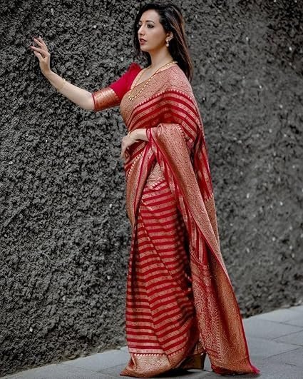 Yashika Women's Fancy Banarasi Kanjivaram Art Silk Saree with Blouse Pieces|| AZ-YS-OG-ASHOKA-P - Image 3