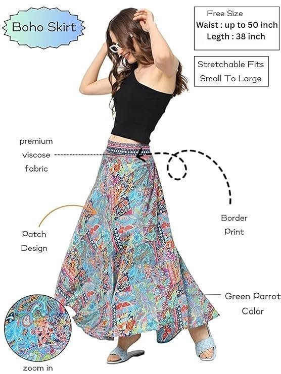 KE Kanha Exports Skirt for Woman | Women Skirts Skirt Perfect for Beach | Summer top | Boho | Short & Long Skirt | Stylish Lehenga Type - Image 4