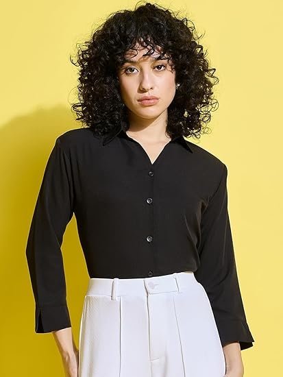 Crepe Regular Fit Solid Women Formal Shirt | Official Shirt