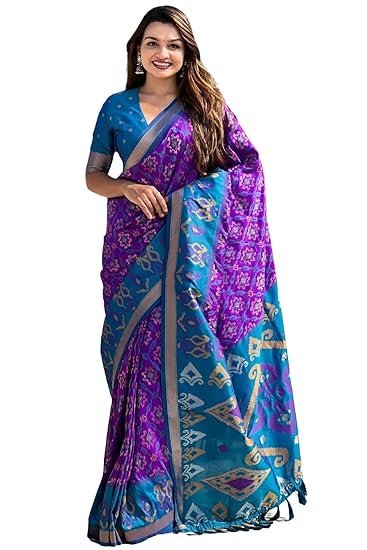SGF11 Women's Kanjivaram Patola Soft Silk Sarees With Unstitched Blouse Piece