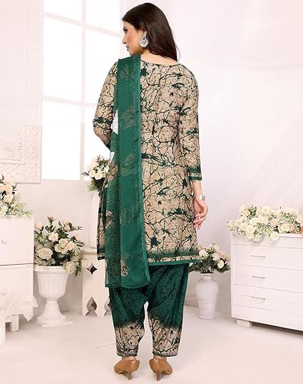 Yashika Women's Printed Dress Material - Unstitched Crepe Fabric Kurti, Pants & Dupatta Set - Image 4