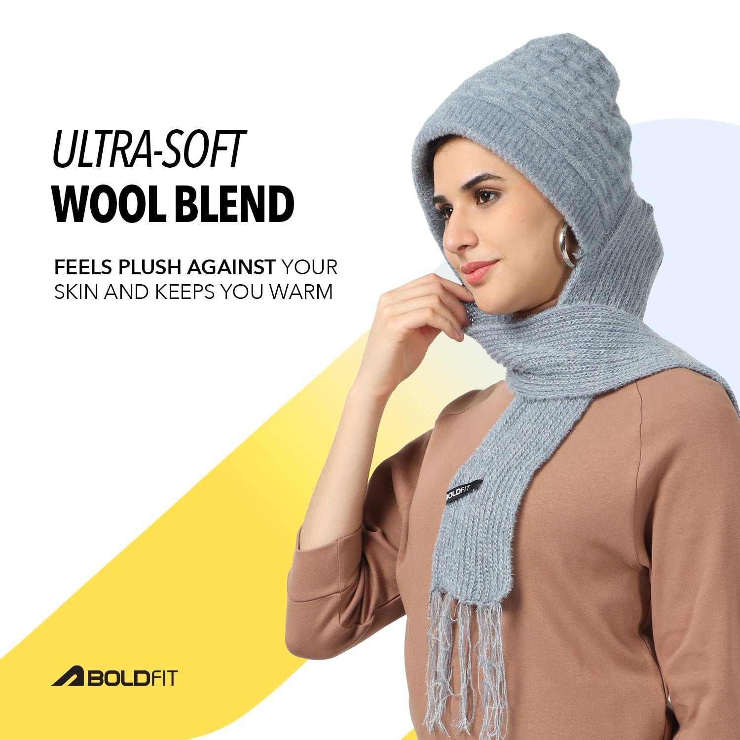 Boldfit Winter Cap for Women Woolen Cap with Mufflers for Women & Ladies Knitted Woolen Muffler for Women & Girls Ladies Muffler Woolen Cap - Image 5