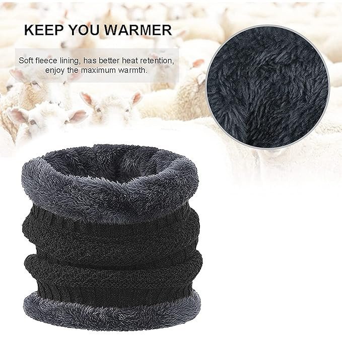 Warm Knit Hats, Skull Cap with Neck Warmer Winter Wear Beanie Hats Scarf Set for Women - Image 5