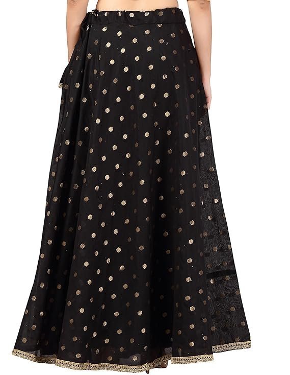 Studio Shringaar Women's Polyester Readymade Chanderi Silk Long Skirt Lahenga - Image 5