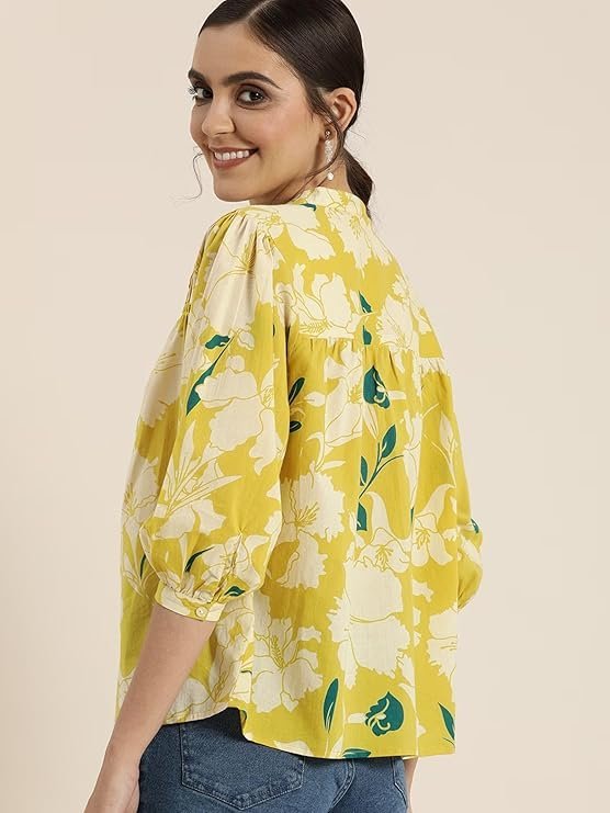 rytras Women Cotton Floral Regular Fit Tunic Shirt - Image 3