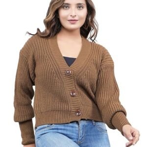 Stylish Vneck Sweater | Women's Knitted Sweater | Self Design | Casual Wool | Sweater for Ladies | Cardigans Sweater