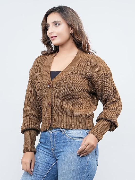 Stylish Vneck Sweater | Women's Knitted Sweater | Self Design | Casual Wool | Sweater for Ladies | Cardigans Sweater - Image 4