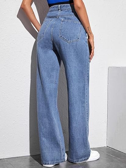 dockstreet Women’s Stylish High-Rise Jeans | Cotton Denim Lycra Fabric for a Body Shaping Straight Fit||Jeans|| - Image 4