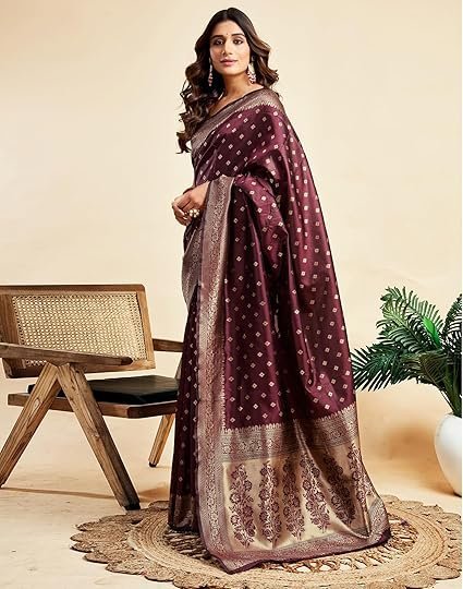 SIRIL Women's Banarasi Soft Silk Saree Pure Silk with Unstitched Blouse Piece - Image 3