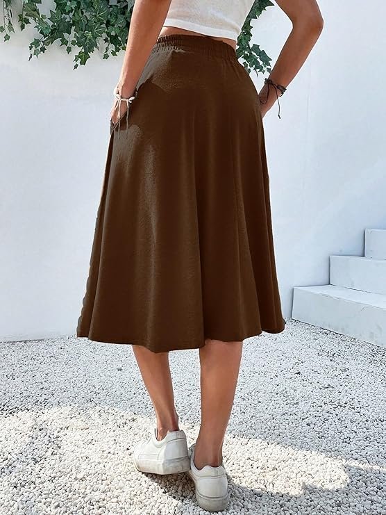 KATECLO Women’s midi Flared Skirt | Western Summer Wear | Lightweight Soft Fabric | Casual Maxi Skirt - Image 5