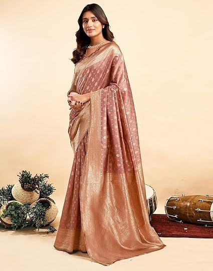 SIRIL Women's Pure Kanjivaram Silk Saree Soft Sarees Banarasi Style With Blouse Piece For Wedding - Image 3