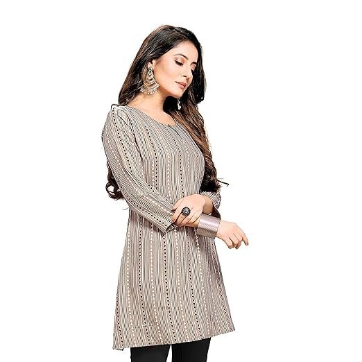 Shiv Textiles Rayon Fabric Printed Round Neck Short Kurtis for Women Top Dresses Kurti for Ladies & Girls Kurtis - Image 4