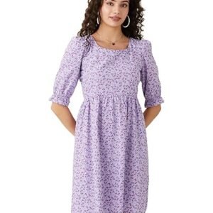 Symbol Women's Cotton Fit and Flare One Piece Knee-Length Dress