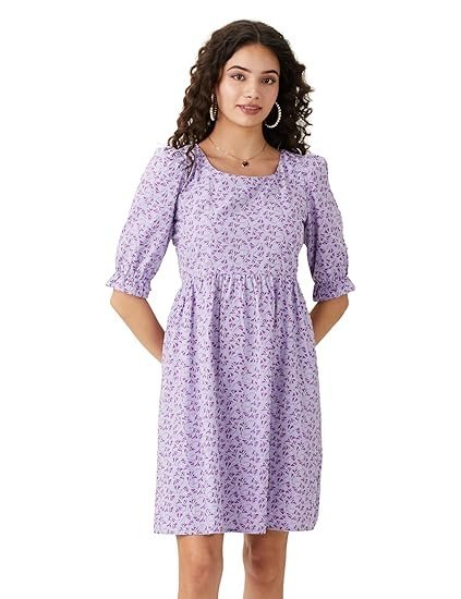 Symbol Women's Cotton Fit and Flare One Piece Knee-Length Dress