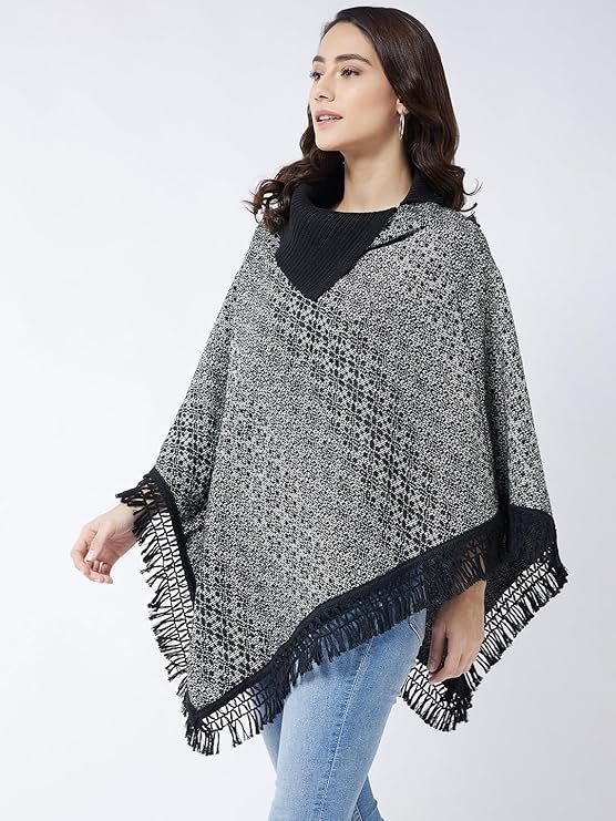 Pivl Wool Blend Striped Poncho for Women for Winter - Image 4