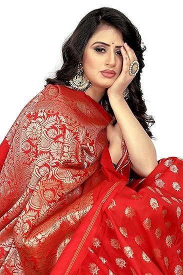 Sugathari Women's Banarasi Saree Pure Kanjivaram Silk Saree Soft new ladies 2023 Design Wear Pattu Sarees Latest Cotton Party Sari collections With Blouse Piece for Wedding sadi (PARI S-1 MAROON)