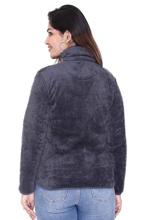 Women's plush women's fur hooded neck sweatshirt - Image 2