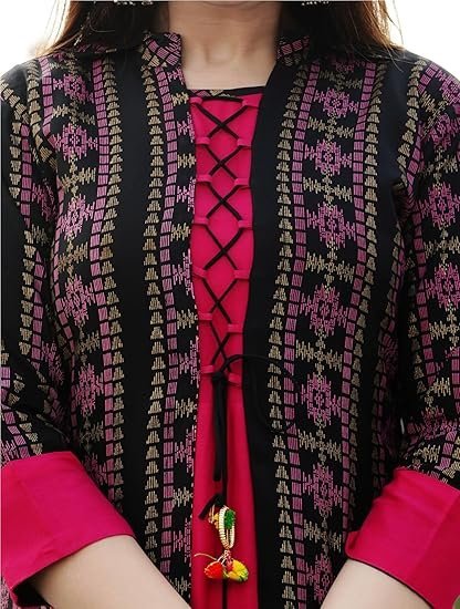 Women Printed, Floral Print Georgette Anarkali Kurta With Attached Dupatta  (Purple) - Image 3