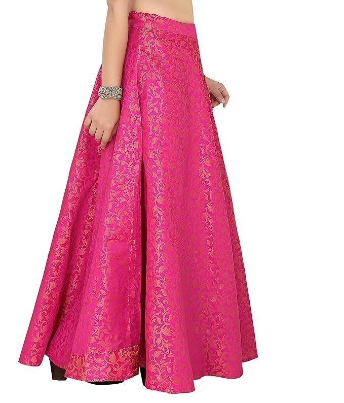 Studio Shringaar Women's Readymade Banarasi Brocade Maxi Skirt Lahenga Ghaghra. - Image 2