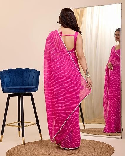 VAIRAGEE Women Soft Georgette Stylish Printed Ready To Wear Saree - Image 4