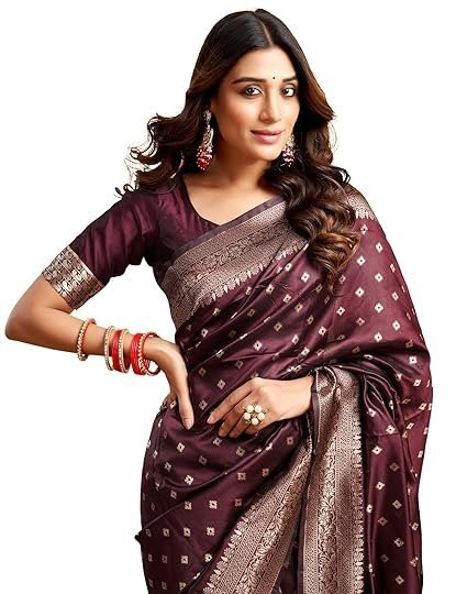 SIRIL Women's Banarasi Soft Silk Saree Pure Silk with Unstitched Blouse Piece