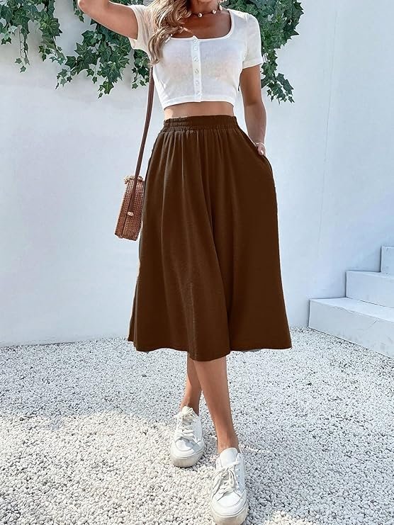 KATECLO Women’s midi Flared Skirt | Western Summer Wear | Lightweight Soft Fabric | Casual Maxi Skirt - Image 6
