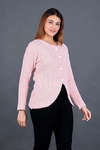 Dadu Dayal Women Woolen Round-Neck Self Design Cardigan Sweater for Winter Wear Full Sleeves Crop Design - Image 3