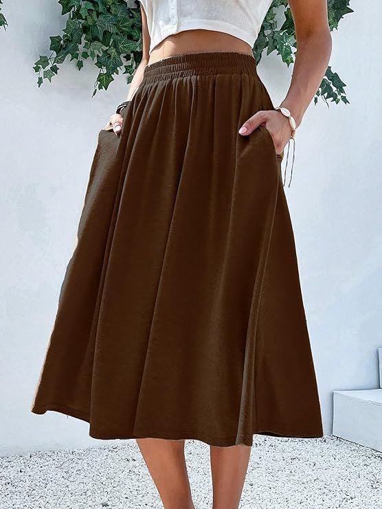 KATECLO Women’s midi Flared Skirt | Western Summer Wear | Lightweight Soft Fabric | Casual Maxi Skirt - Image 3