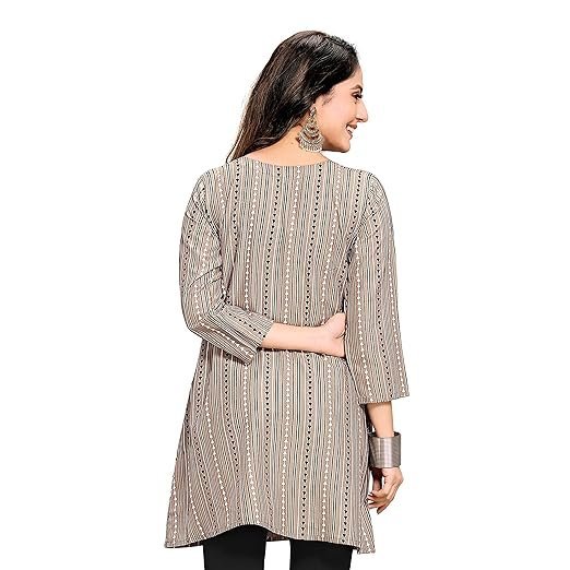 Shiv Textiles Rayon Fabric Printed Round Neck Short Kurtis for Women Top Dresses Kurti for Ladies & Girls Kurtis - Image 2
