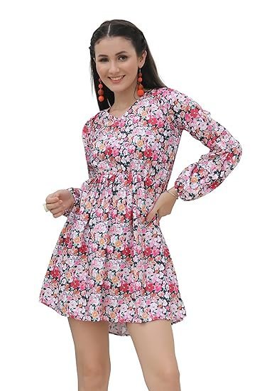 Fashion Women's Rayon Full Sleeve A-Line Knee-Length Western Dresses for Women or Girls