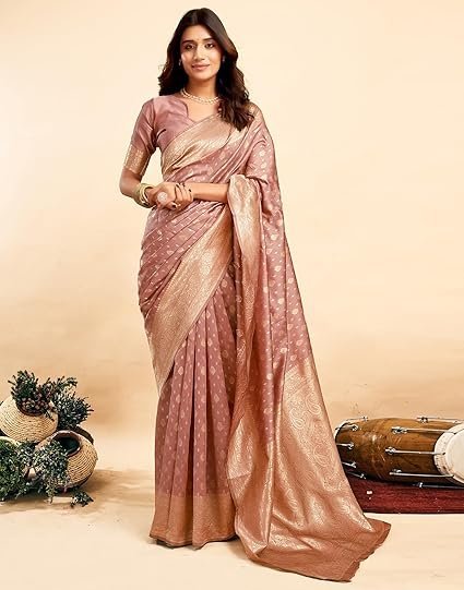 SIRIL Women's Pure Kanjivaram Silk Saree Soft Sarees Banarasi Style With Blouse Piece For Wedding - Image 4