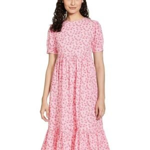 Symbol Women's Cotton Fit and Flare One Piece Midi Length Dress