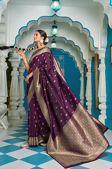 SWORNOF Women's Silk Kanjivaram Kanchipuram Saree With Blouse Piece - Image 4