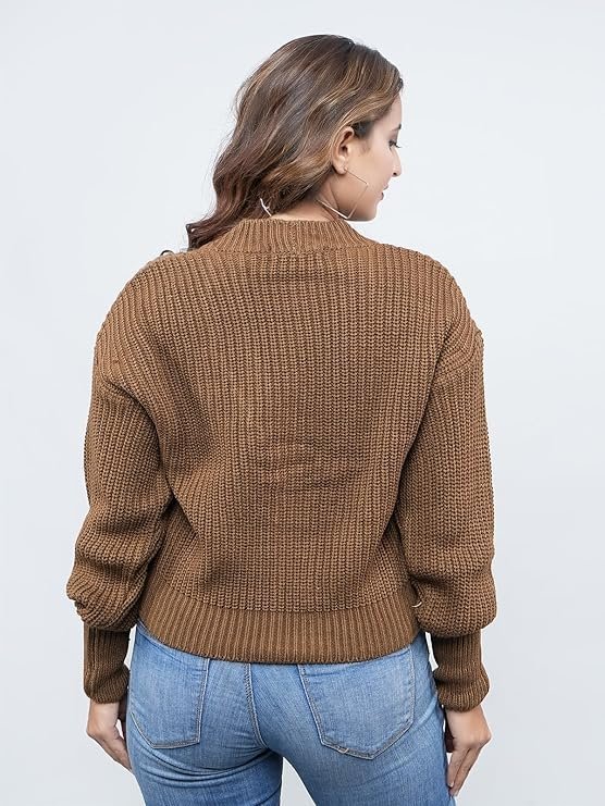 Stylish Vneck Sweater | Women's Knitted Sweater | Self Design | Casual Wool | Sweater for Ladies | Cardigans Sweater - Image 5