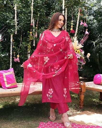 ANNI DESIGNER Women's Rayon Viscose Printed Straight Kurta with Pant & Dupatta