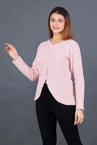 Dadu Dayal Women Woolen Round-Neck Self Design Cardigan Sweater for Winter Wear Full Sleeves Crop Design - Image 4