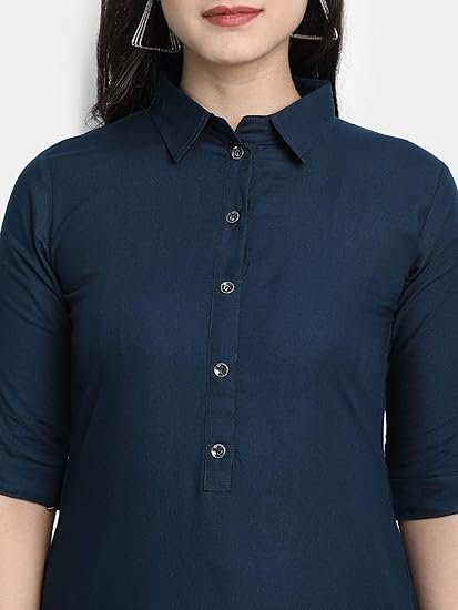 Kurti for Women Collar Pathani Style Long Rayon Kurtas for Women Ready to Wear - Image 3