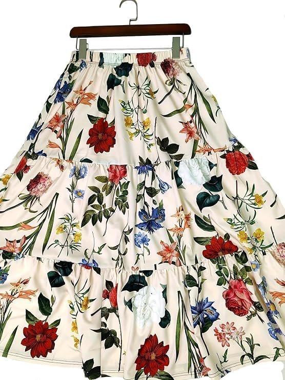KATECLO Women’s Long Flared Skirt – Floral Printed Western Summer Wear | Lightweight Soft Fabric | Casual & Festive Maxi Skirt - Image 3